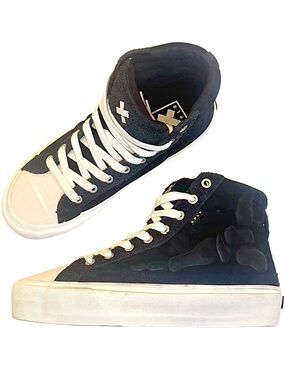 Straye x XPLR Venice Stomper Bones Skeleton Foot High Top Sneaker Black Suede 12